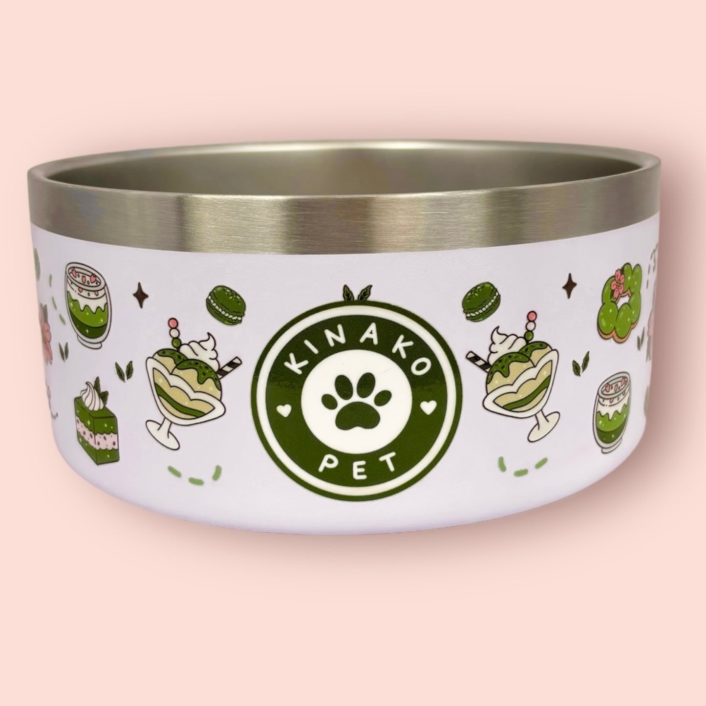 KINAKO PET BOWL - 32 OZ STAINLESS STEEL - MATCHA