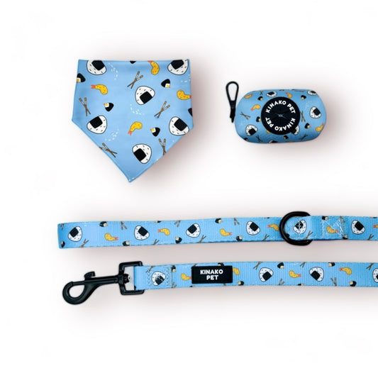 BUNDLE SET - Tempura Onigiri - Bandana, Leash, Poop Bag Dispenser