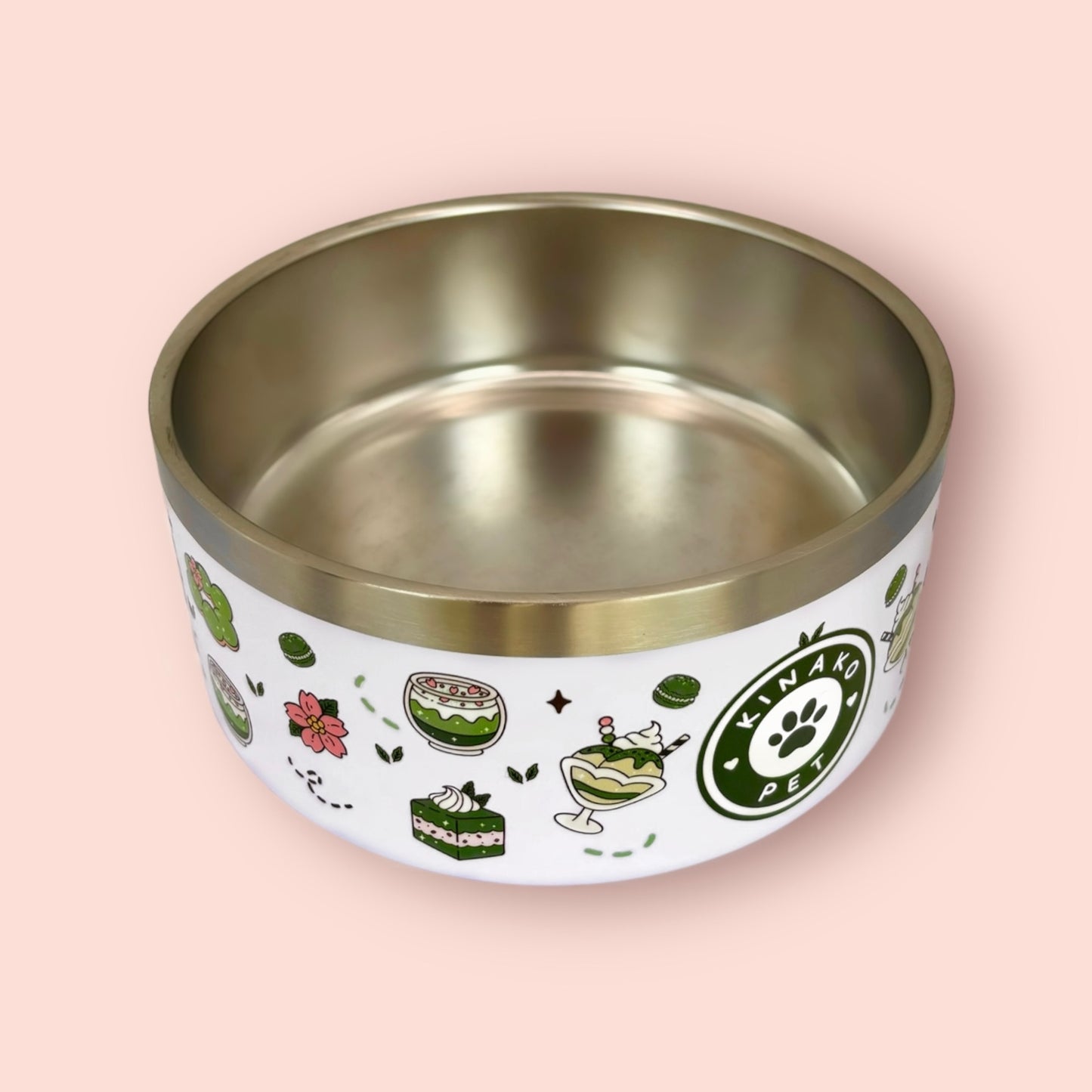 KINAKO PET BOWL - 32 OZ STAINLESS STEEL - MATCHA