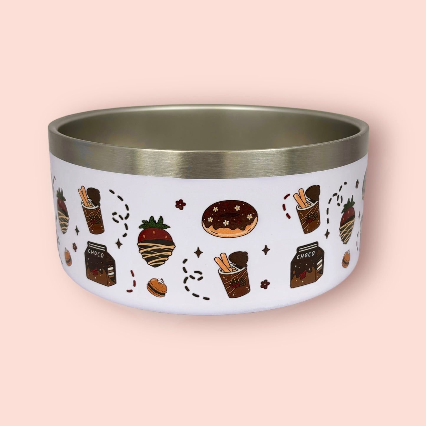 KINAKO PET BOWL - 32 OZ STAINLESS STEEL - CHOCO