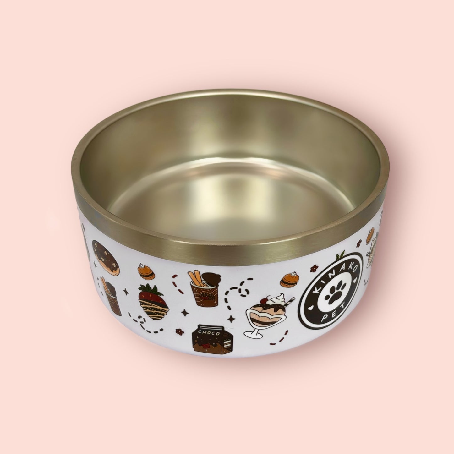 KINAKO PET BOWL - 32 OZ STAINLESS STEEL - CHOCO